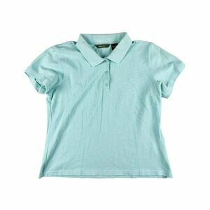 Eddie Bauer Aqua Blue Petite Polo Shirt Large
